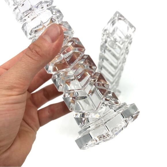 CRYSTAL 7" Offset Stacked Square Candlesticks - Picture 10 of 10